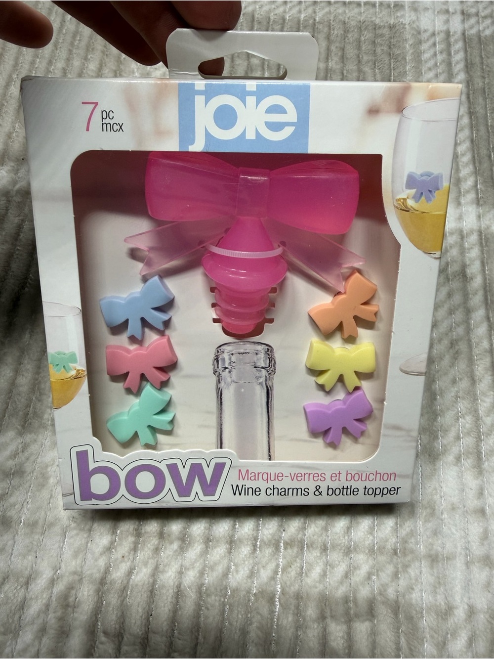 Joie Bow Wine Charms & Pink Bow Bottle Topper